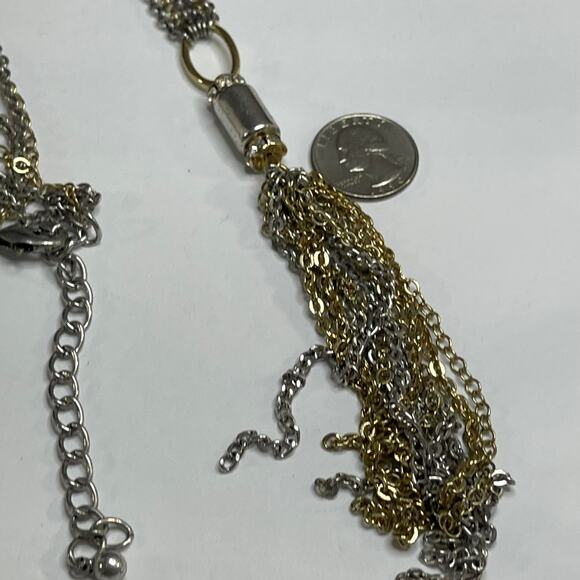 Chico's gold tone necklace long mixed metals silver gold costume jewelry trendy - Picture 6 of 10